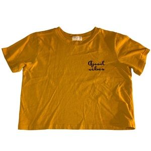Urban Nation Crop Good Vibes Tee Yellow Short Sleeve M